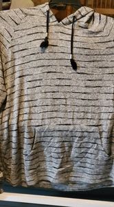 Grey stripe hooded lightweight sweater MED